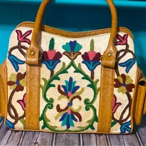 Authentic hand-embroidered Kashmiri genuine leather purse from India